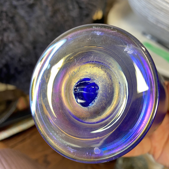 Hand Blown Venetian Italian Art Glass pitcher and glasses set Blue Color signed - Picture 8 of 14